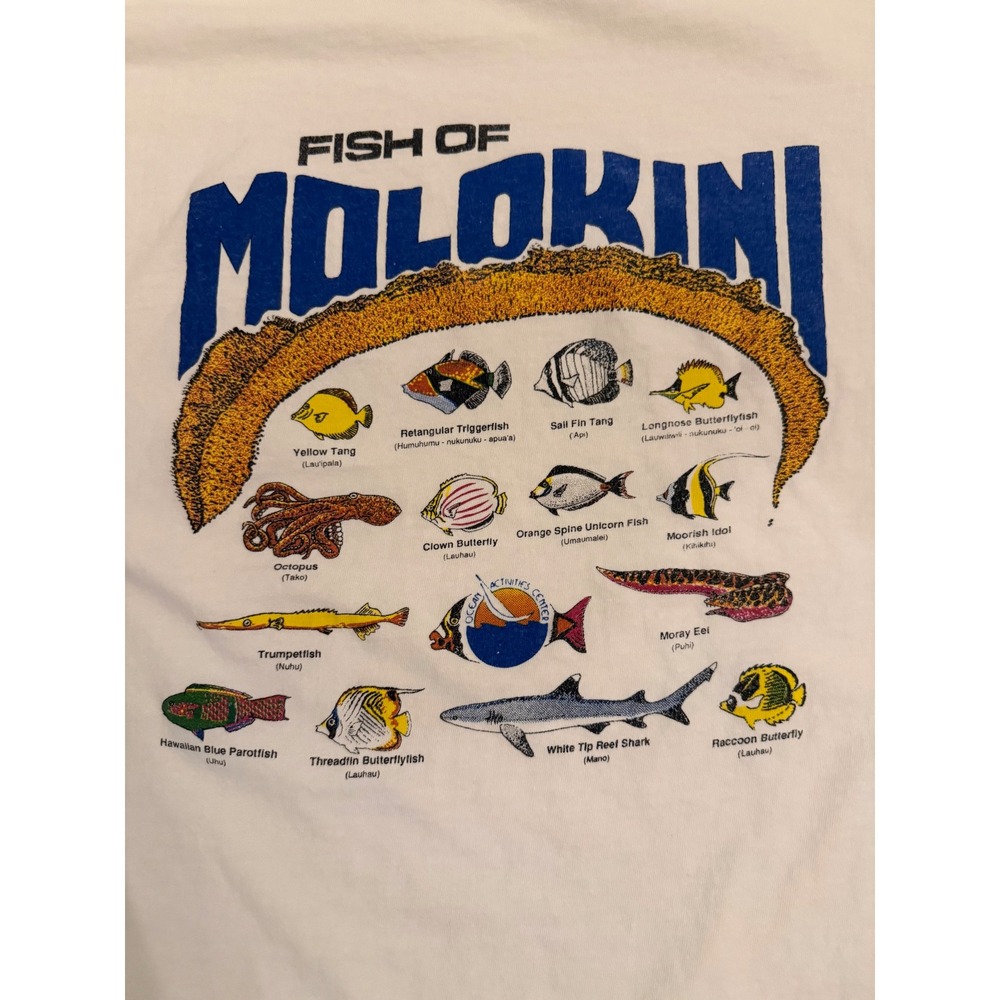 Vintage Hanes Fish of Molokini Maui Hawaii T-Shirt White XL Whale Graphic - Picture 8 of 8